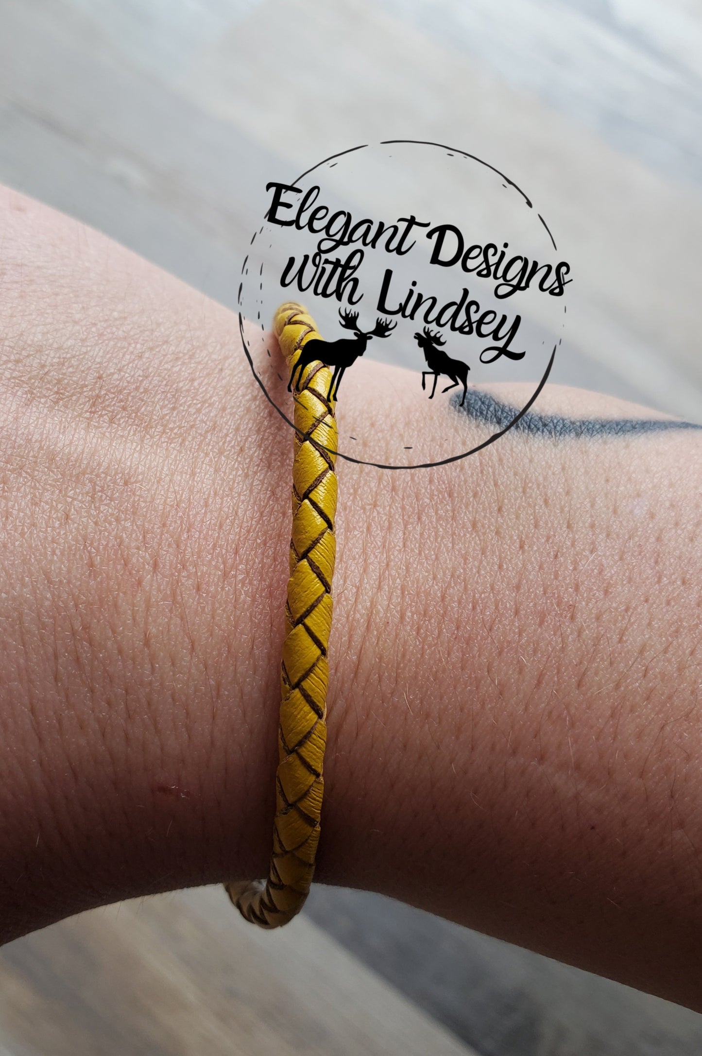 Mustard Yellow Braided Cord Genuine leather bracelet