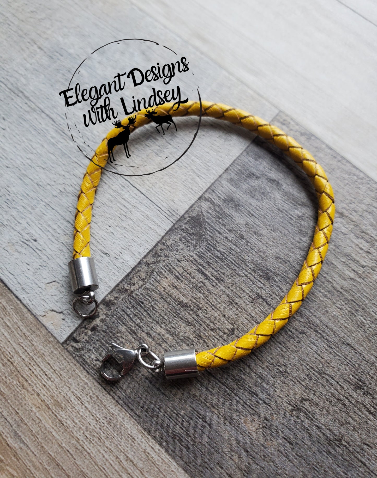 Mustard Yellow Braided Cord Genuine leather bracelet