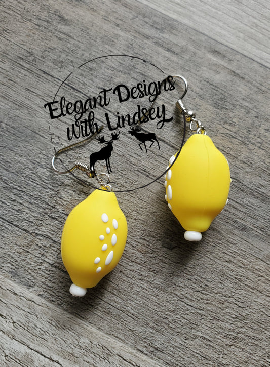 3D Whole Lemon Silicone Bead Earrings