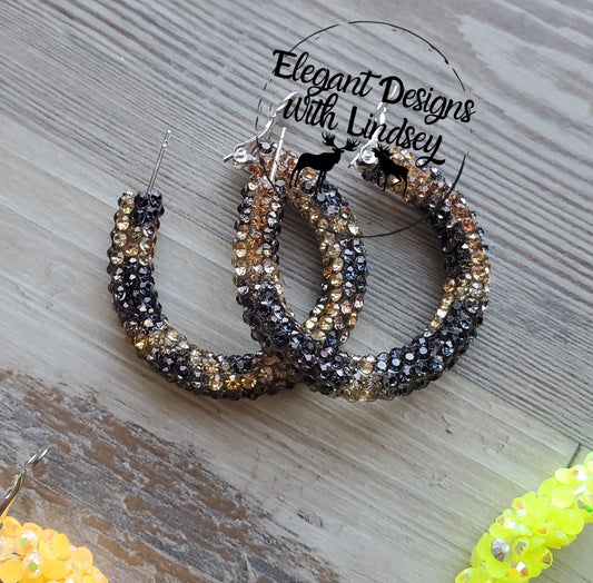 Leopard Rhinestone Hoop Earrings