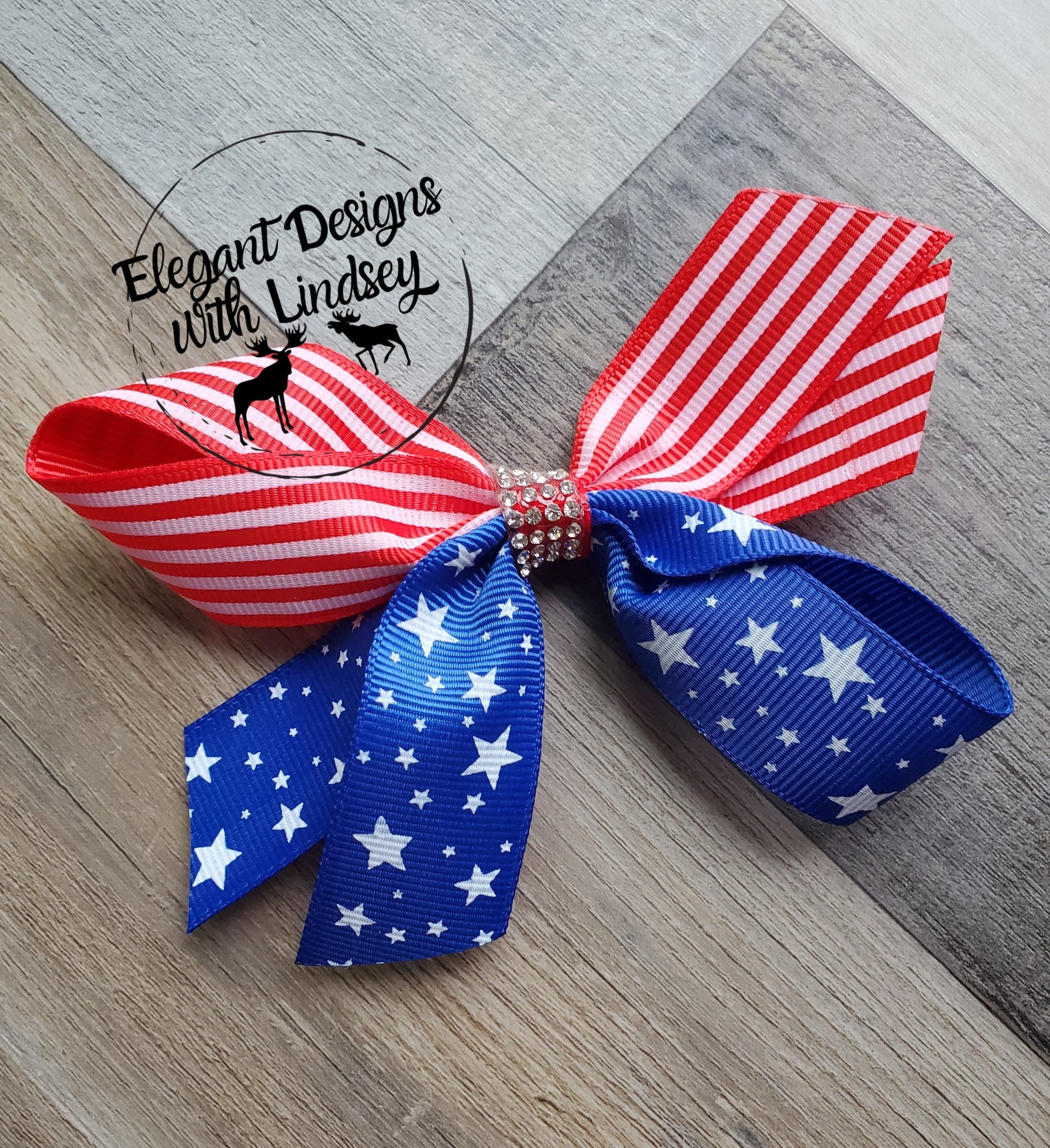 Patriotic Children's Alligator Clip Ribbon Hair Bow Sparkle