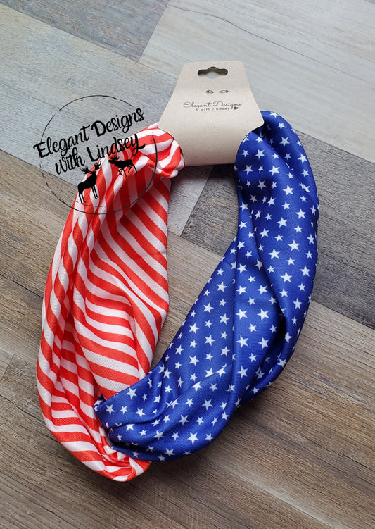 Patriotic Infinity Knot Headband Top Looped