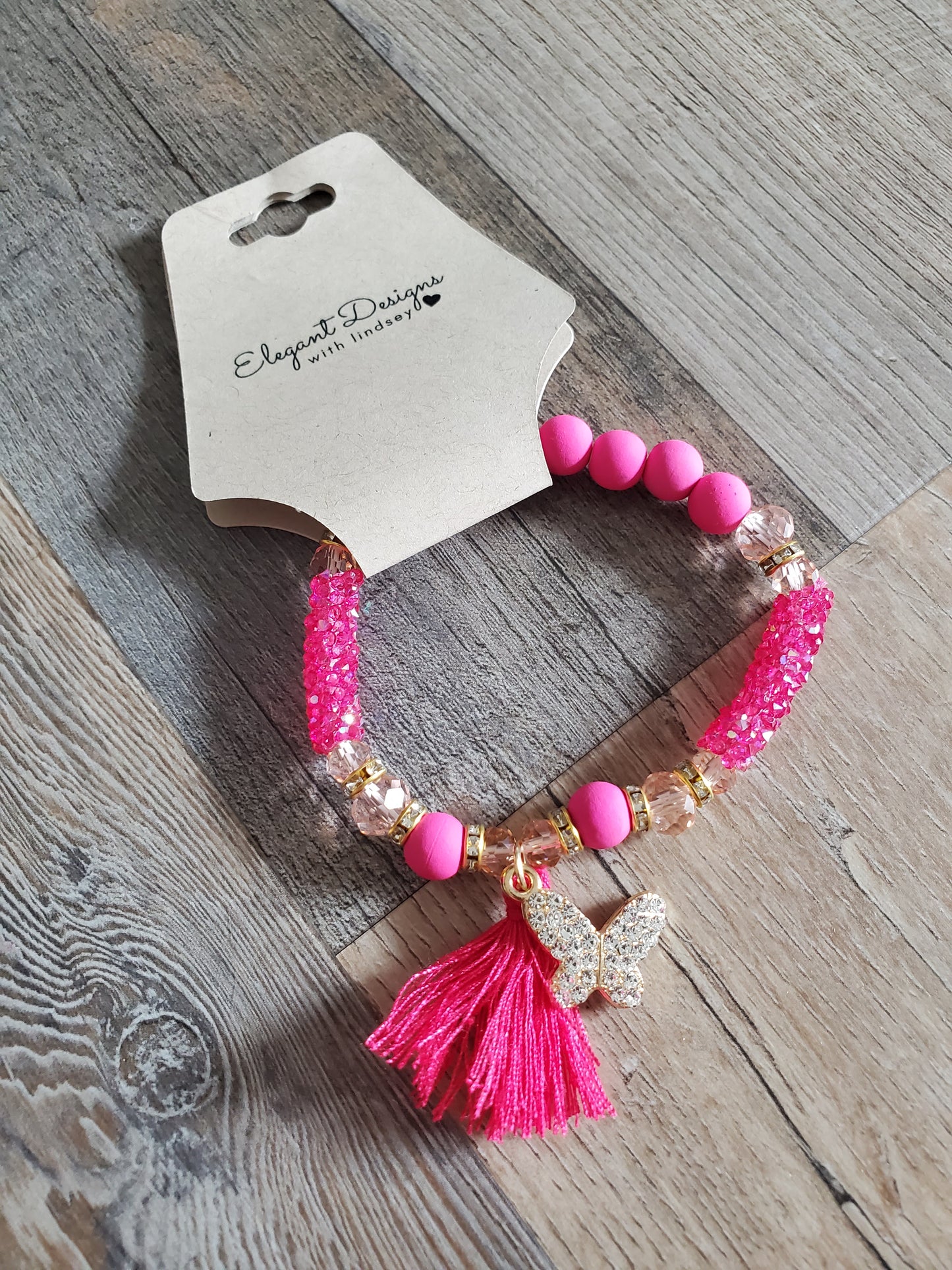 Dark Pink Butterfly Bracelet