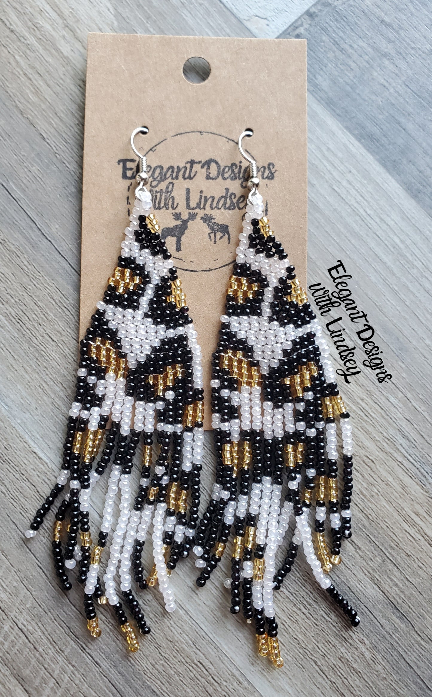 Leopard Print Fringe Bead Earrings