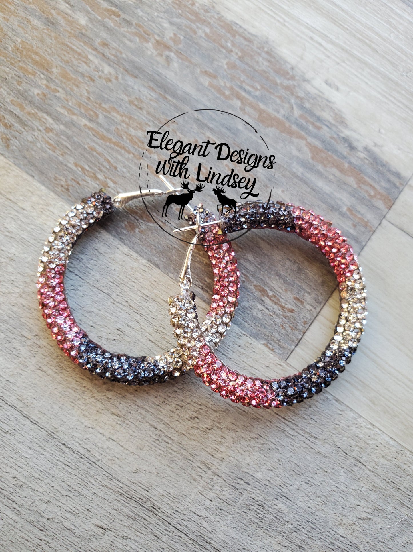 Watermelon Sugar Rhinestone Hoop Earrings