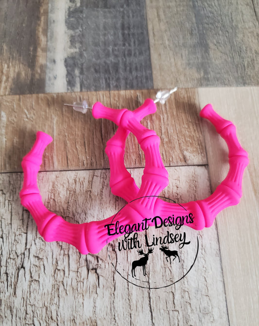 Hot Pink Hoop Earrings