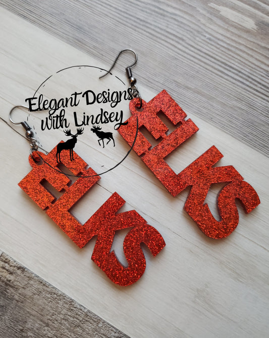 Red/Red Glitter ELKS Acrylic Earrings