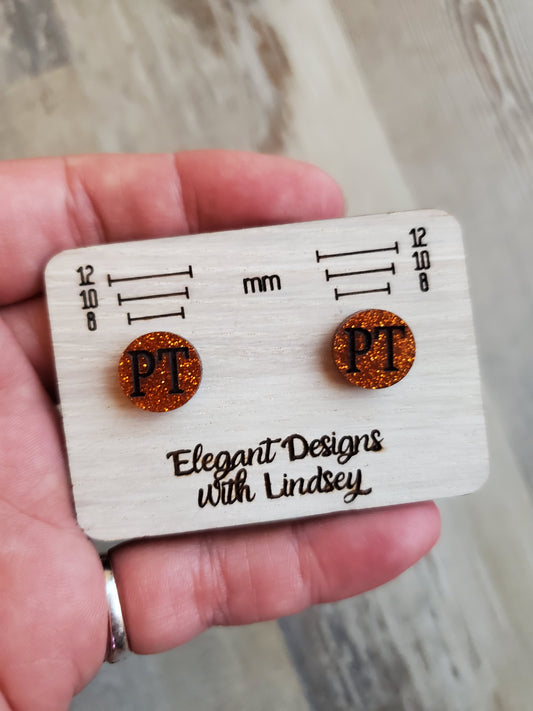 Orange Glitter PT Acrylic Stud Earrings