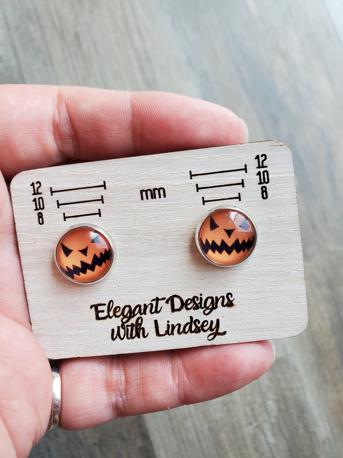 Glass Jack-O-Lantern Stud Earrings