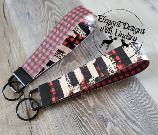 Christmas Brushstrokes Key Fob Wristlet Keychains