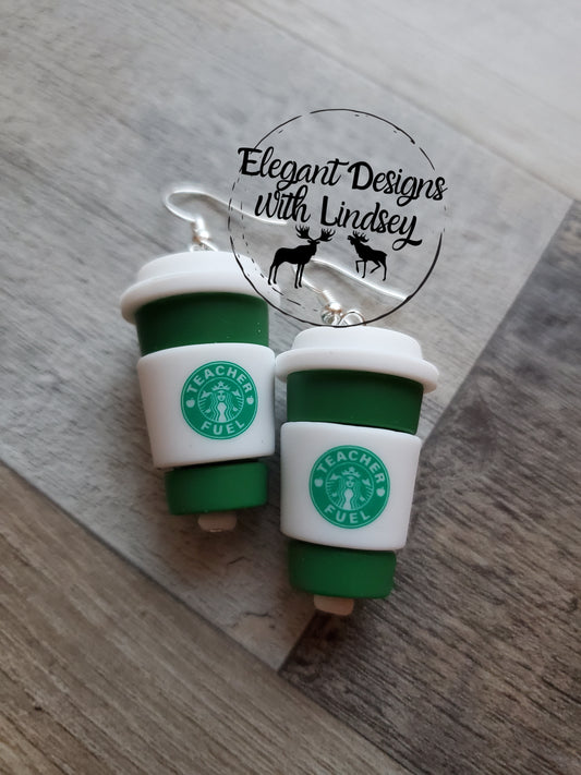 Teacher Fuel 3D Coffee Silicone Bead Earrings