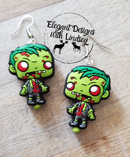 Zombie Guy Silicone Bead Earrings