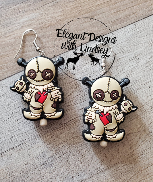 Voodoo Doll Silicone Bead Earrings