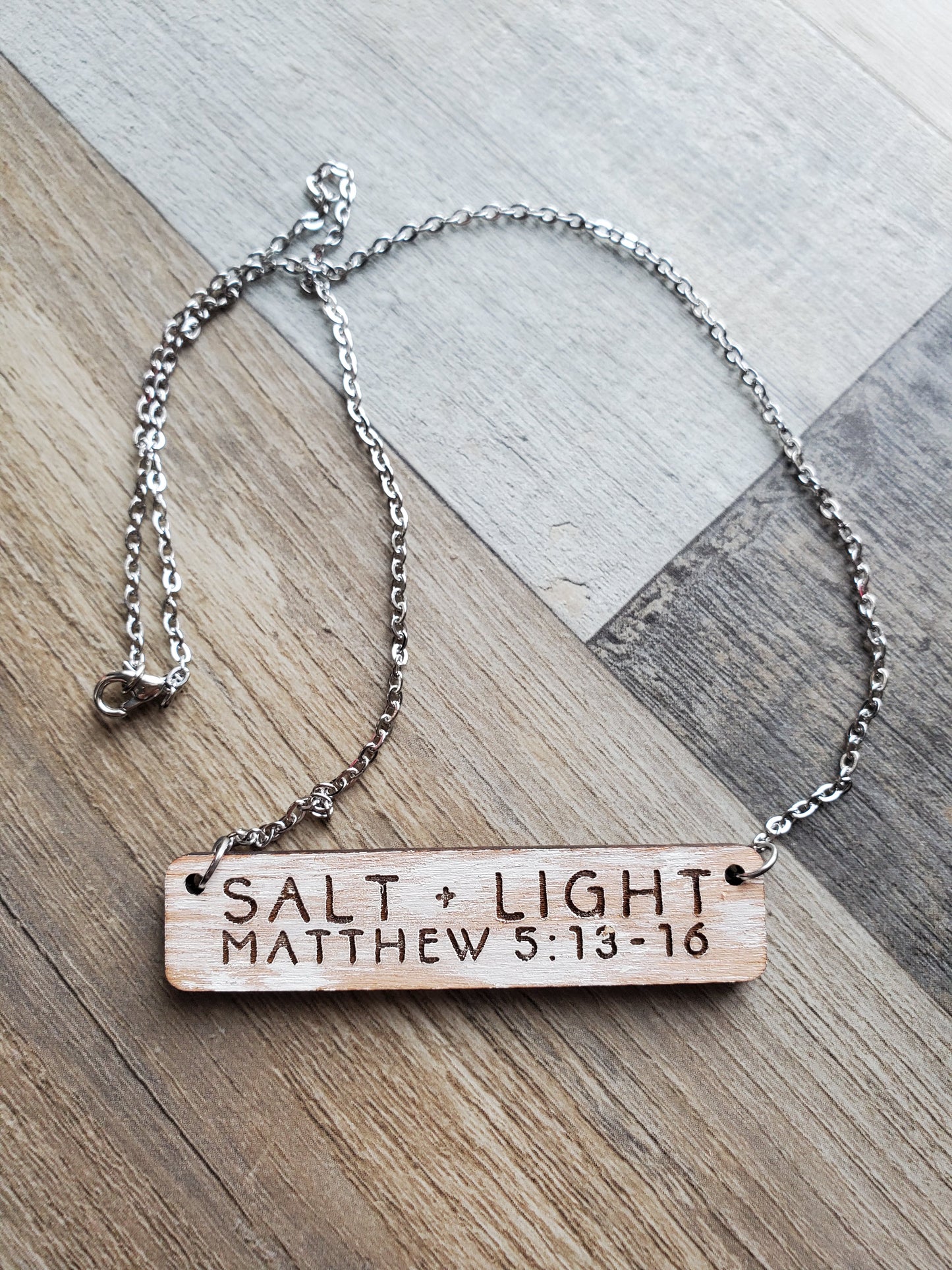 Salt + Light Painted Cherry Wood Necklace