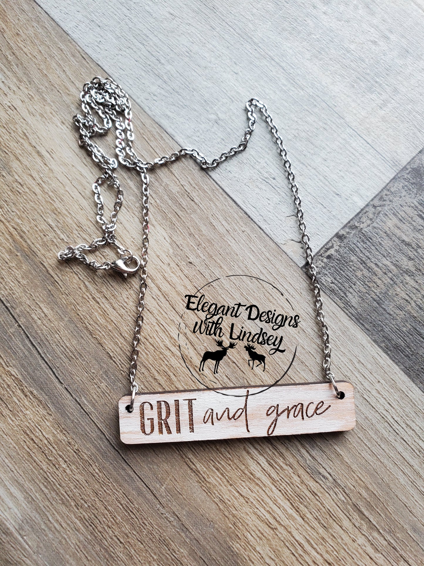 Grit And Grace Painted Cherry Wood Necklace