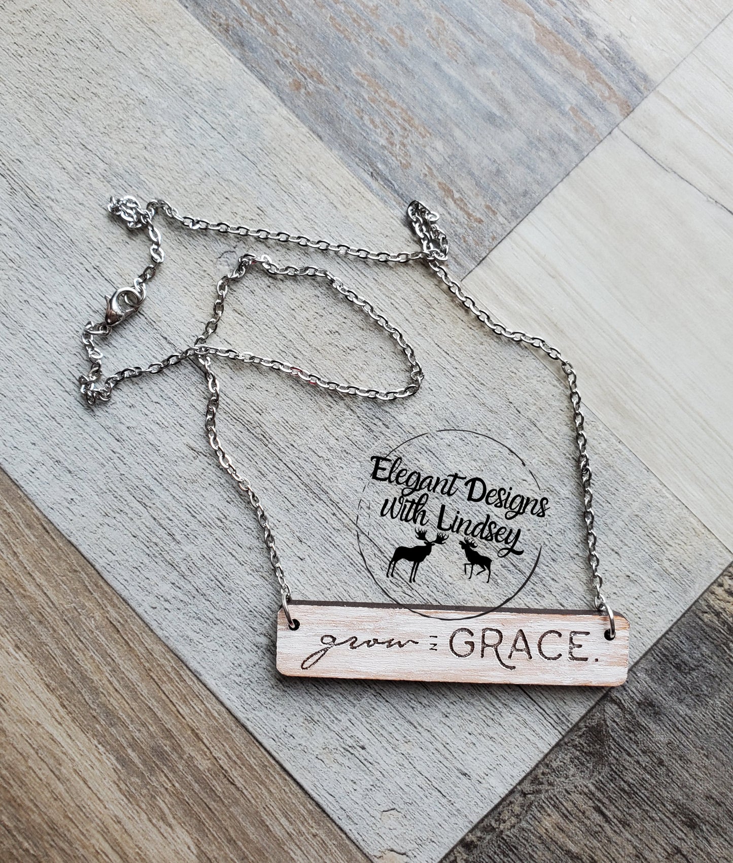 Grow In Grace Painted Cherry Wood Necklace