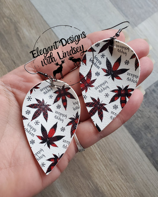 Happy Holidaze Pinched Faux leather earrings