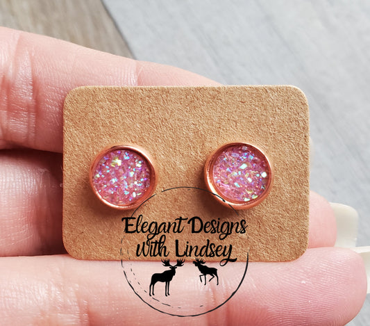 Light Pink Dusty Acrylic Stud Earrings