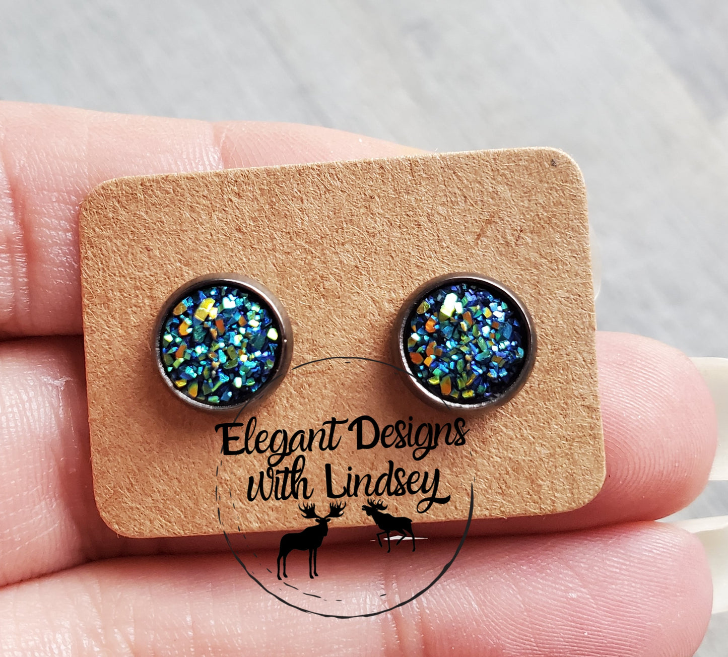 Peacock Dusty Acrylic Stud Earrings