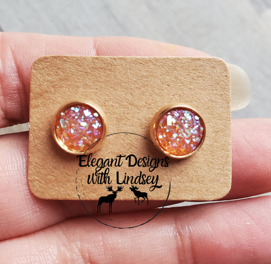 Peach Dusty Acrylic Stud Earrings