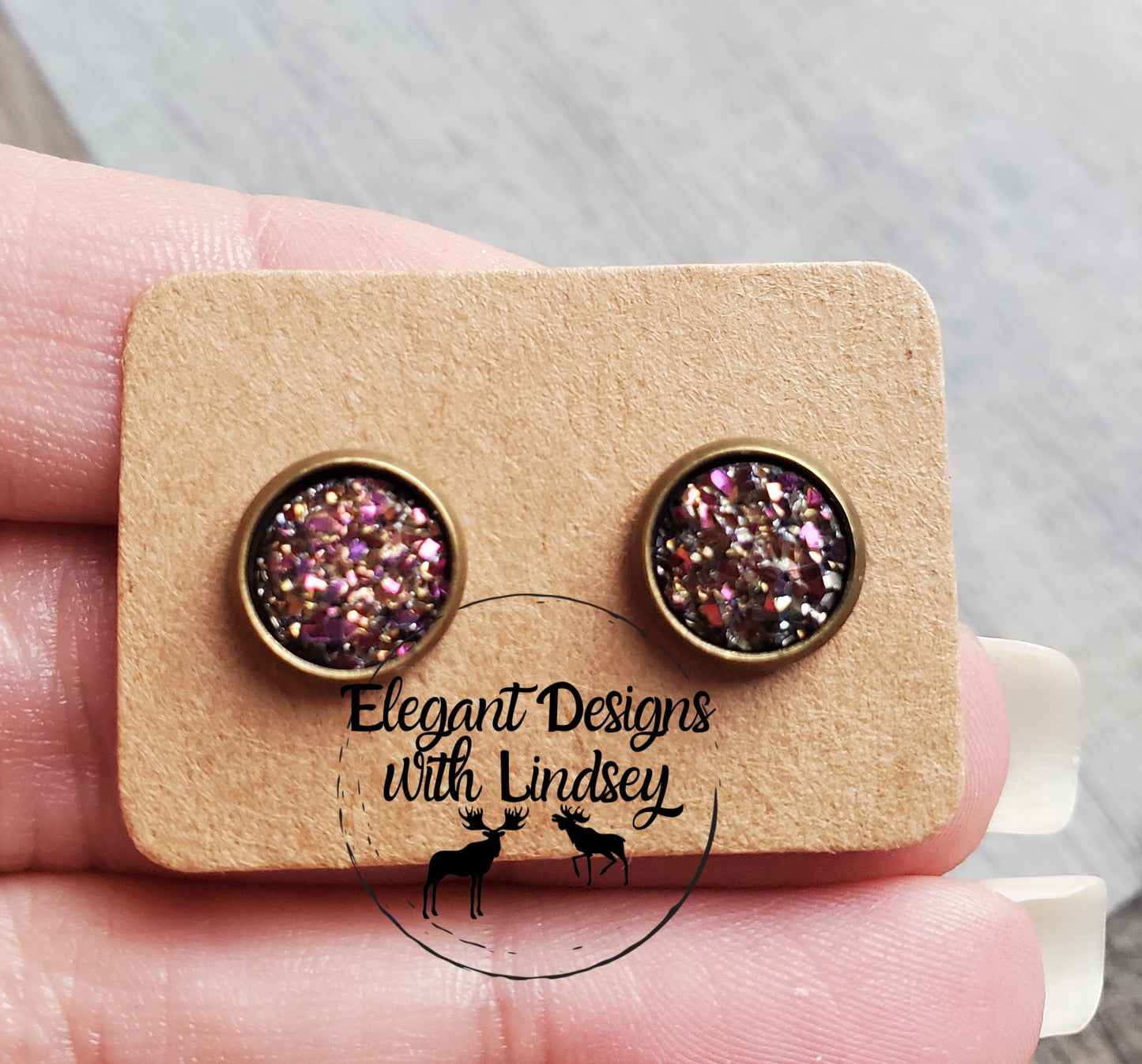 Pink Peacock Dusty Acrylic Stud Earrings