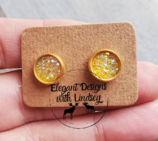 Yellow Dusty Acrylic Stud Earrings