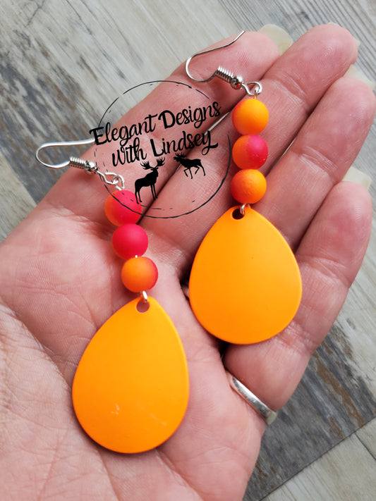 Orange Spinner Earrings