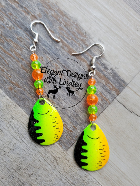 Chartreuse Perch Spinner Earrings