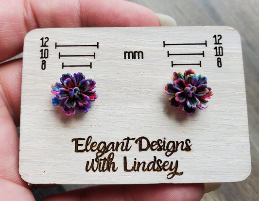 Rainbow Flower Stud Earrings