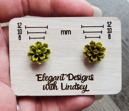 Green Flower Stud Earrings