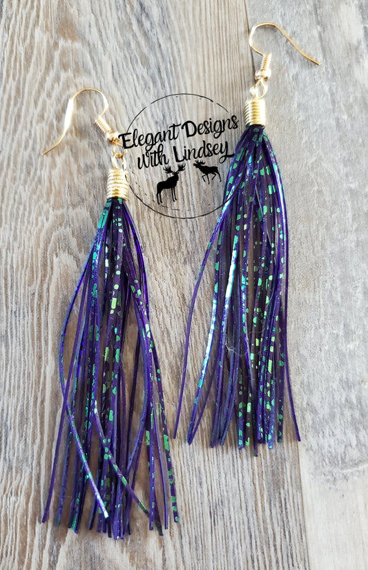 Junebug Purple/Green Skirt Fringe Earrings