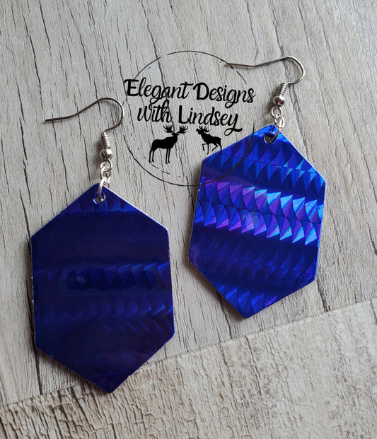 Squiggles Blue Wood Earrings