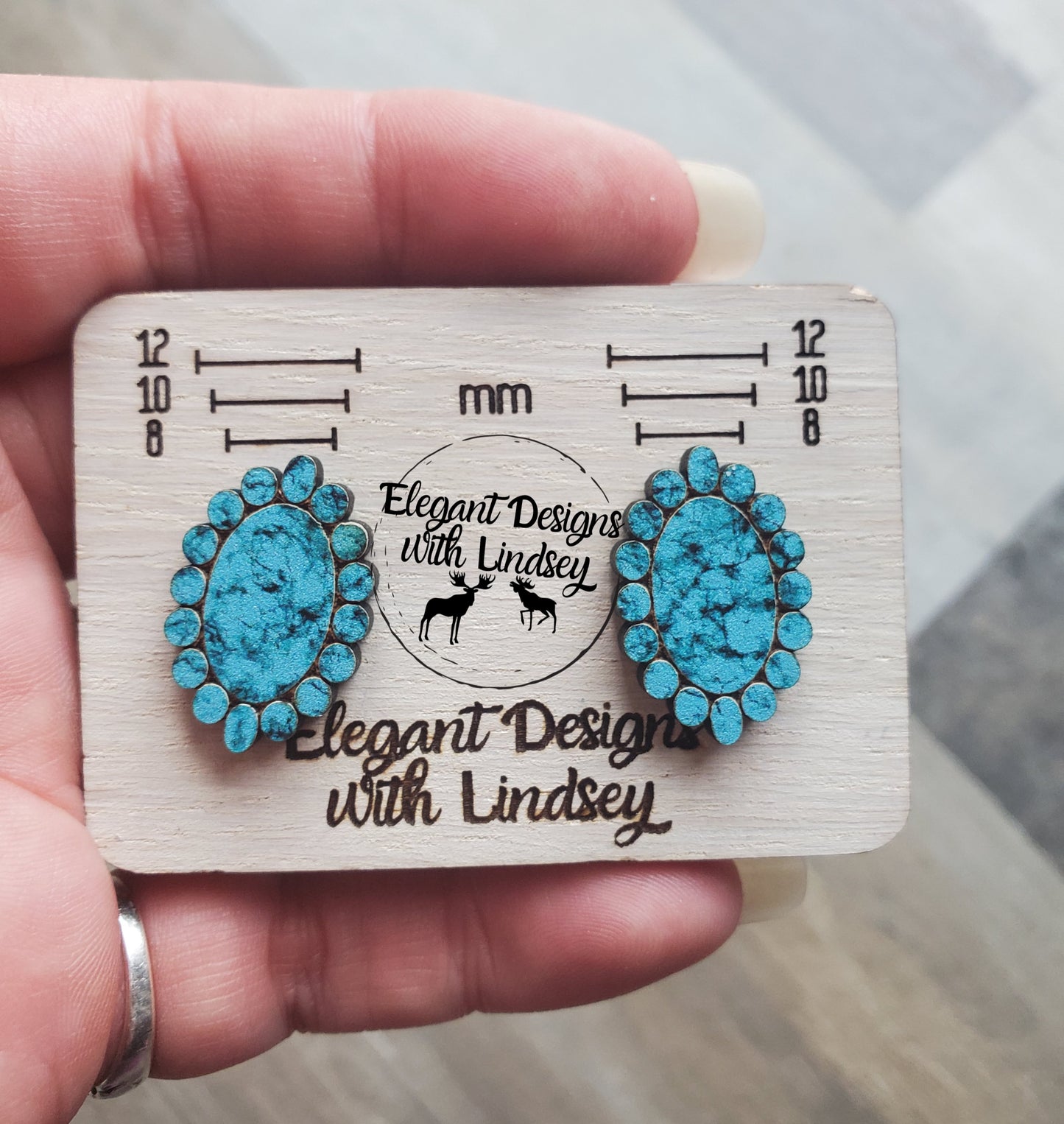 Turquoise Wood/Resin Stud Earrings