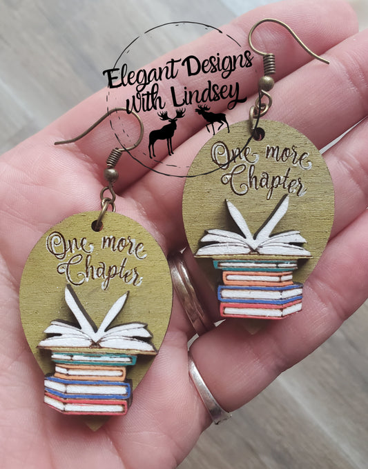 One More Chapter 3D Hand Painted Wood Earrings