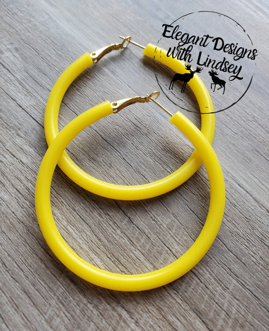 Pool Party Yellow Hoop Earrings