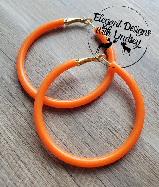 Pool Party Orange Hoop Earrings