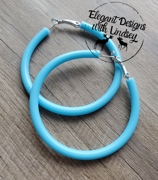 Pool Party Light Blue Hoop Earrings