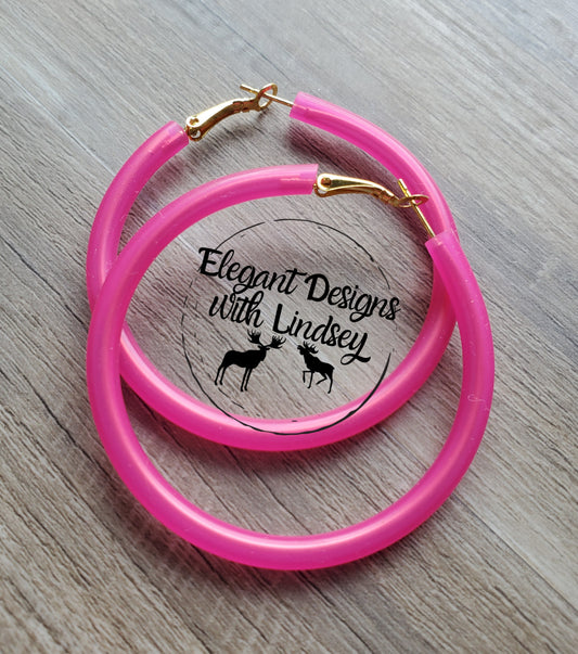 Pool Party Hot Pink Hoop Earrings