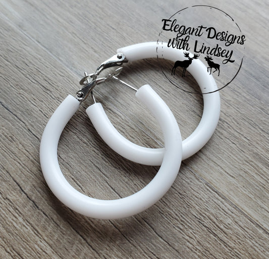 Pool Party White Hoop Earrings