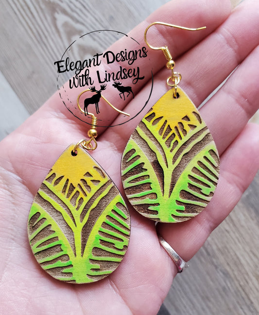 Tye-Dye Hand Painted Wood Earrings-4