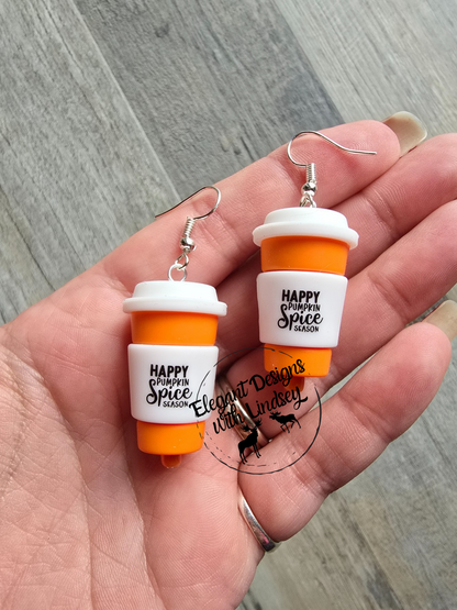 Happy Pumpkin Spice Season 3D Coffee Silicone Bead Earrings