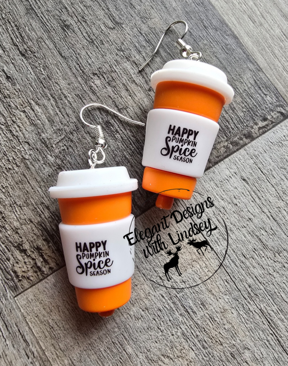 Happy Pumpkin Spice Season 3D Coffee Silicone Bead Earrings