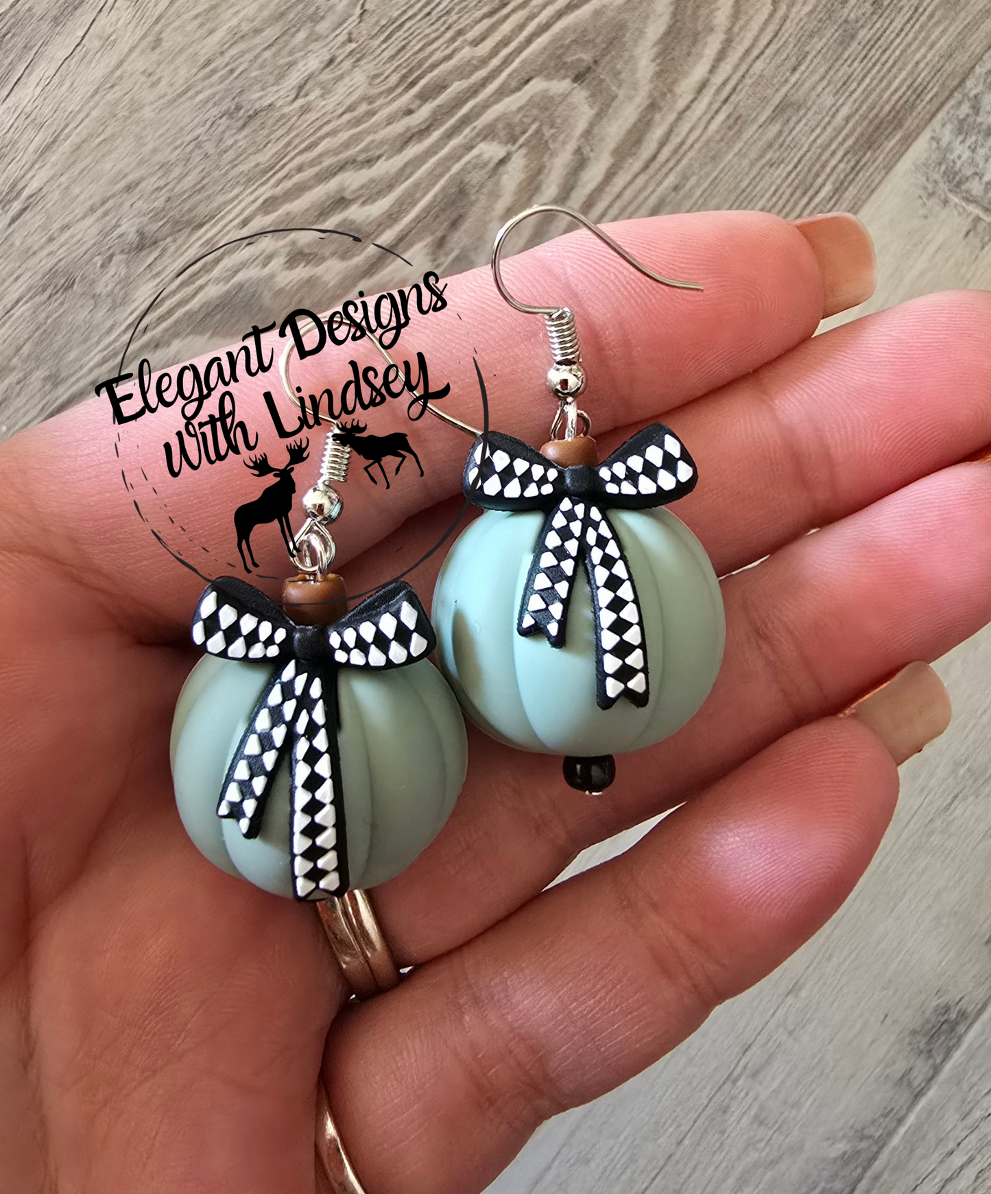 Sage Green 3D Pumpkin Silicone Earrings