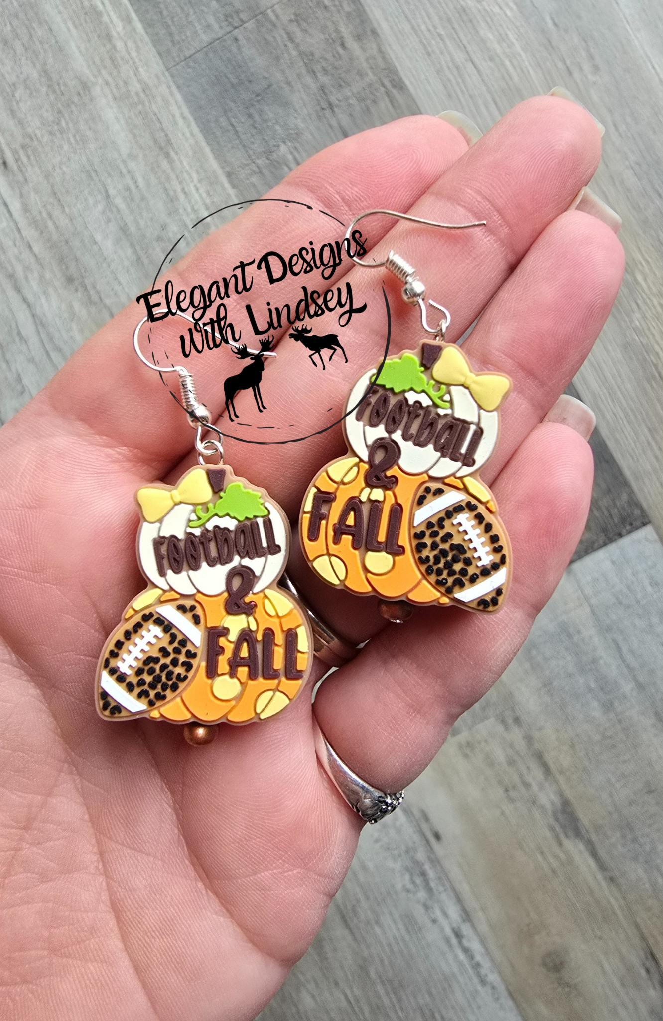 Football And Fall Silicone Bead Earrings