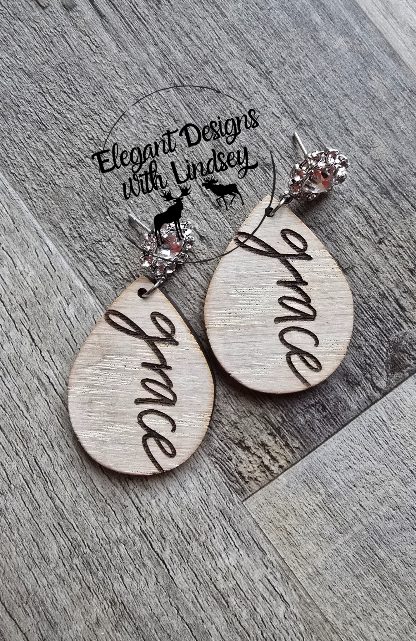 Grace Teardrop Wood Post Dangle Earrings