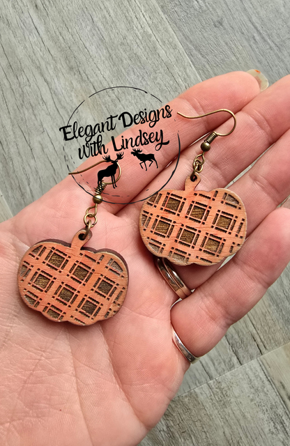 Pumpkin Cutout Wood Earrings