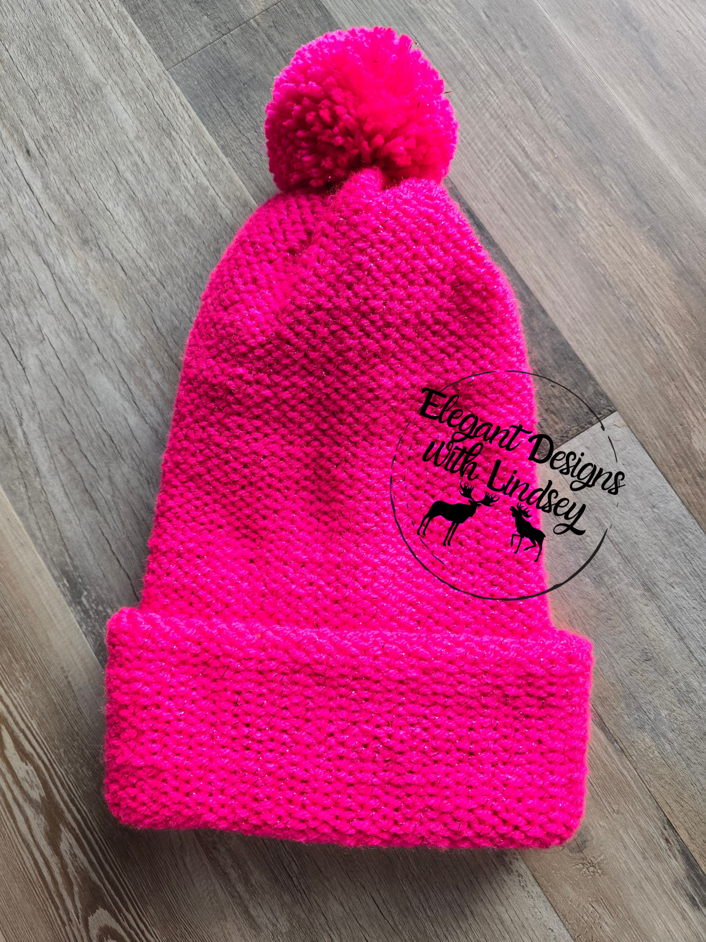 Hot Pink Twinkle Winters Hat with Pom