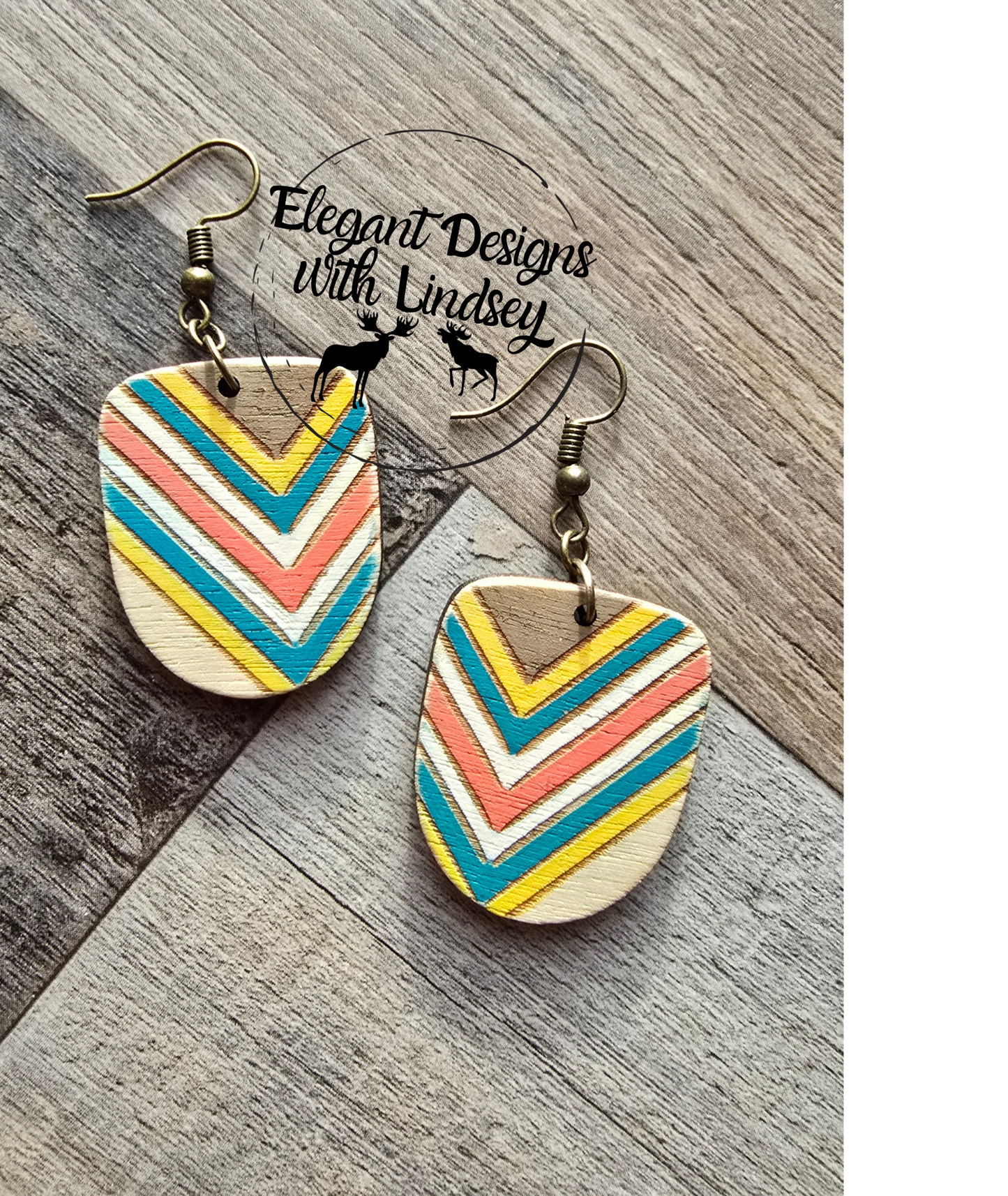 Thin Chevron Abstract Boho Wood Earrings