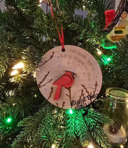 Memorial Cardinal Wood Ornament