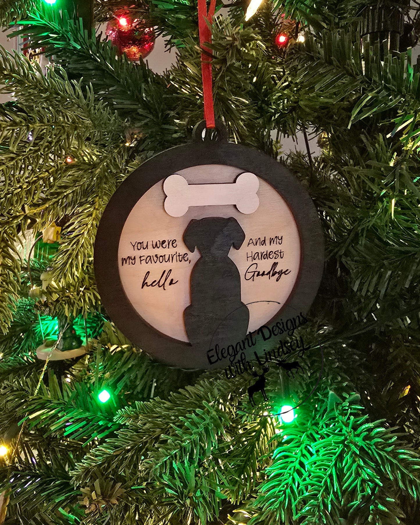 Memorial Dog Wood Ornament